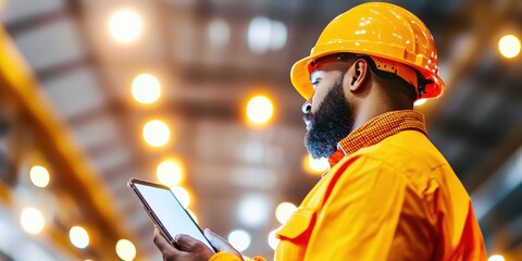 AI-Powered Logistics Revolution Millennial Industrial Worker Leveraging Smart Technologies in Next-Gen Distribution Center with Advanced Digital Workflow Optimization