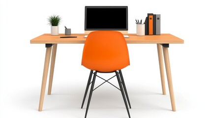 Modern Home Office Setup with Stylish Chair and Desktop Computer