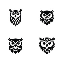 Cute cartoon owl illustrations set on a white background