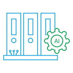 Books and Notebook Ai Automation Study Vector Icon Design with Editable Stroke