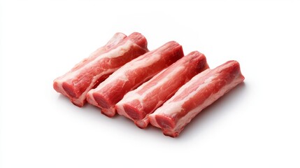 Fresh raw beef short ribs on white background