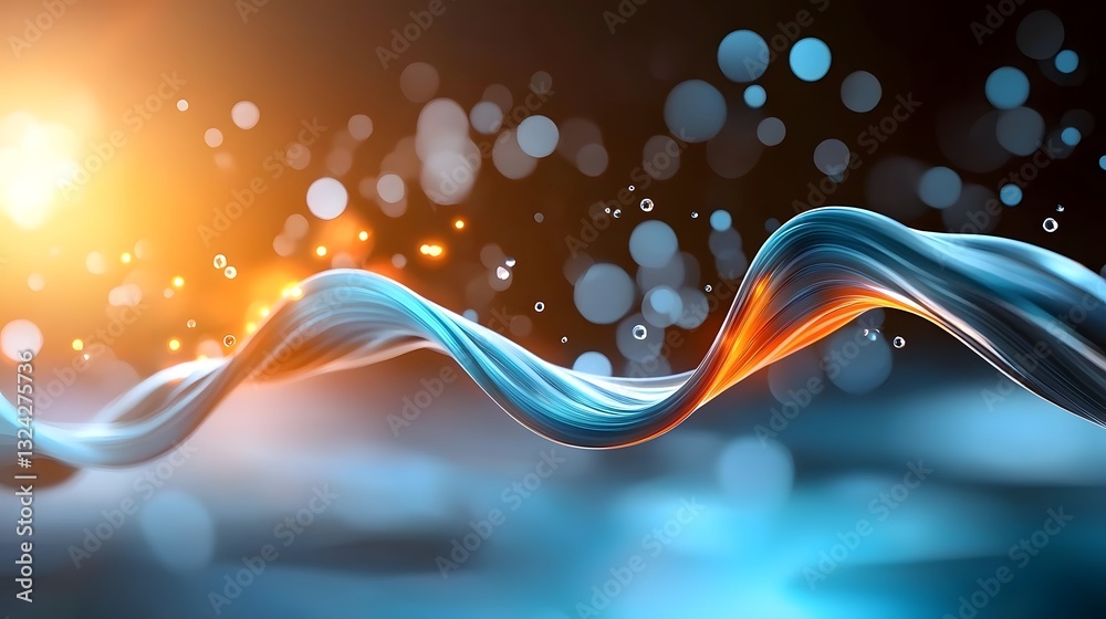 Poster this digital artwork depicts luminous ethereal sound waves coalescing and dispersing in a captivatin