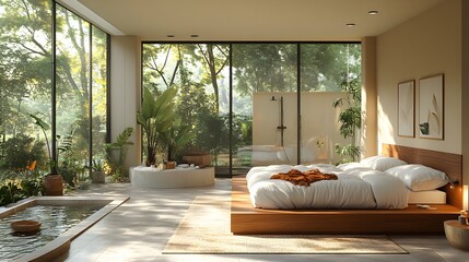 Fototapeta premium A bright-lit unit with full soft touch for a calm world