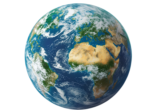 The planet Earth with the entire world visible, transparent background, in PNG - Powered by Adobe