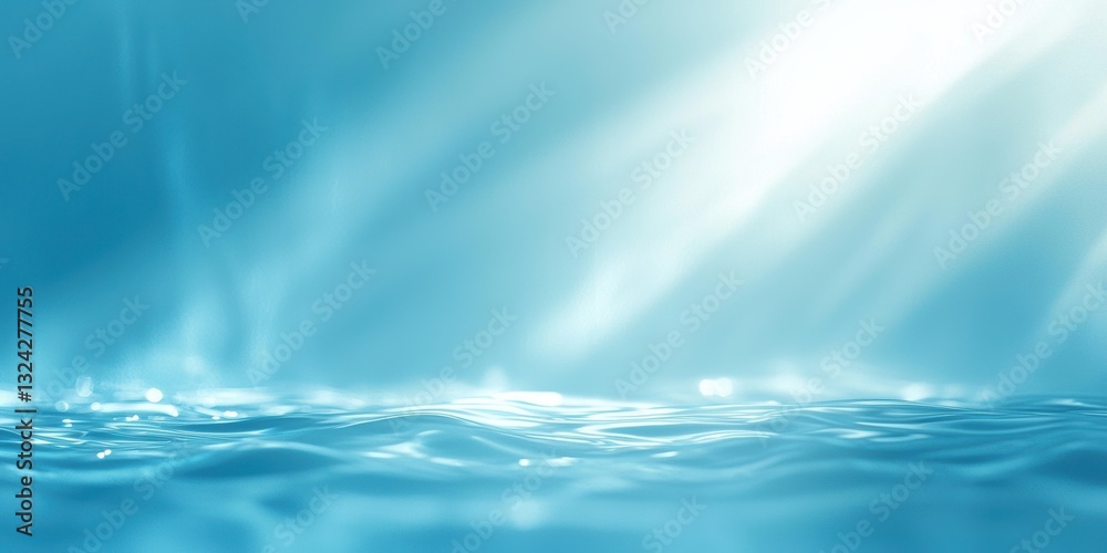 Poster Sunlight gently filtering through rippling water surface creating soft shadows