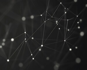 Connected dots represent a network of linked connections within a dark space