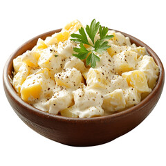 A Bowl of Creamy American Potato Salad Isolated on Transparent Background