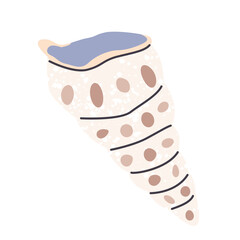 Seashell isolated on white background. Vector flat summer illustration clipart.