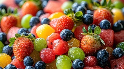 Obraz premium Colorful fruit salad display on a platter