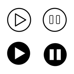 Play and pause icon set These symbols are used in media players for controlling playback allowing users to start stop and pause the audio or video
