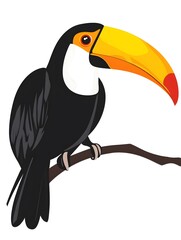Obraz premium Tropical Cartoon Toucan Bird Icon Logo Symbol White Background