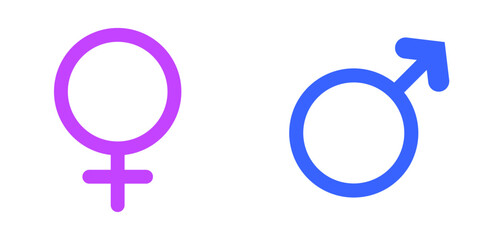 Gender Symbols: Representing female and male identities The image showcases the conventional icons for each standing for equality and recognition