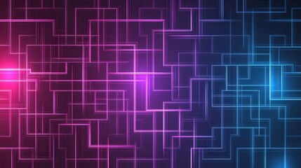 Obraz premium Creative digital abstract pattern of glowing neon lines in blue and purple shades with a modern sleek design for graphic projects