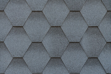 Hexagonal gray shingle roof tile background