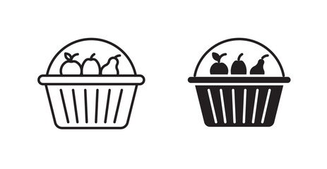 Fruit basket icons graphics vectors designs
