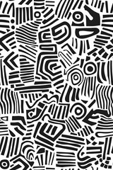 Vertical Geometric shapes and lines, simple doodle seamless pattern.