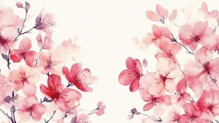 Obraz premium Delicate Floral Background with Soft Pink Cherry Blossom Blooms
