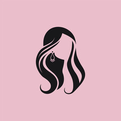 silhouette of a woman with hair, logo, icon, logo icon, fashion logo, beauty parlour logo,