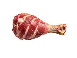 Succulent piece of meat displayed on a solid black background highlighting its juiciness and appetizing appeal to foodies isolated on a white background.