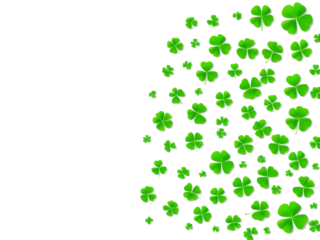 Celebratory St. Patrick’s Day Four Leaf Clover PNG on White Background, Ideal for Festive Designs and Green-Themed Decorations