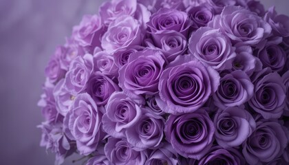 Close Up of a Purple Rose Bouquet for Romantic Occasions