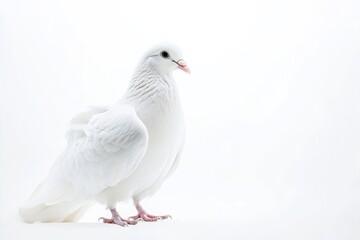 A white dove stands gracefully against a white backdrop, symbolizing peace isolated on transparent background