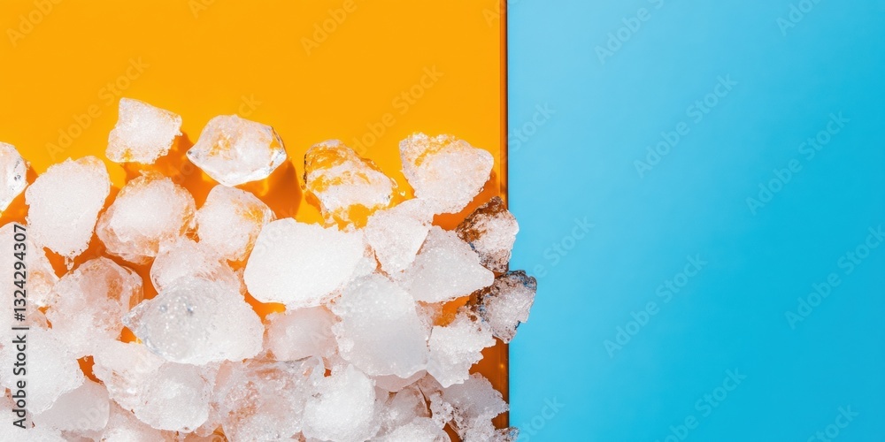 Poster minimalist ice hyper-realistic texture study in vibrant color block design - digital content creatio