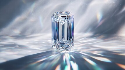 Elegant diamond on prismatic background with light reflections for jewelry concepts