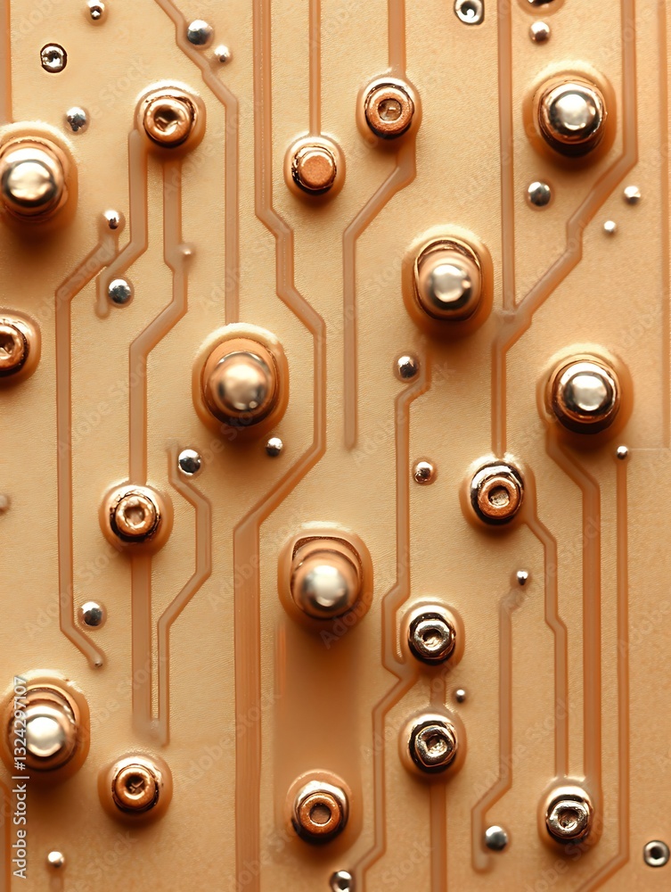 Poster close-up of a printed circuit board with visible components and traces