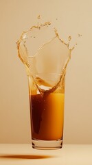 Foamy Pumpkin Latte Splash on a Warm Beige Background