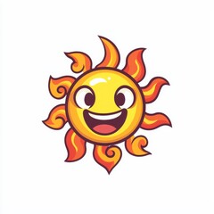 Cheerful Sun Character with Smiling Face and Radiating Rays