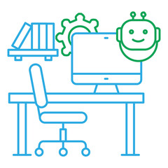 Minimalist Workstation Ai Automation Desk Vector Symbol Icon Design