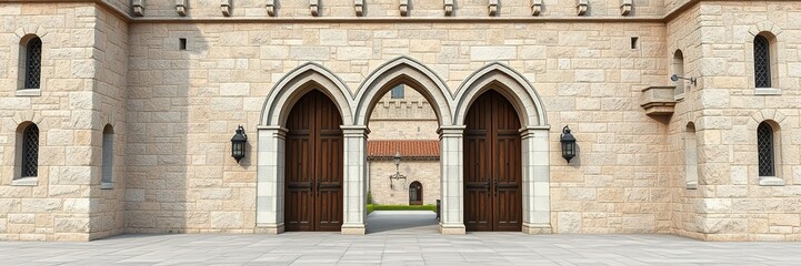 Fototapeta premium Majestic Castle Entrance, Architectural Detail