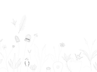 Naklejka premium Minimalist Garden Design Elements - Abstract Line Art Pattern