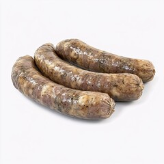 Grouping of Savory Sausages Displaying a Rich and Appetizing Presentation on Clean Backdrop
