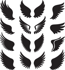 Obraz premium Set of black Bird wings icons vector art illustration