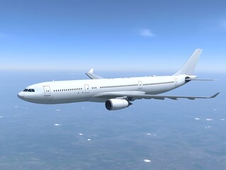 Obraz premium An airplane soaring through the clear blue sky above the clouds