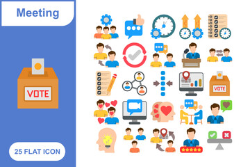Meeting Icon Set - 25 Business, Conference, and Collaboration Icons for Virtual and In-Person Meetings
