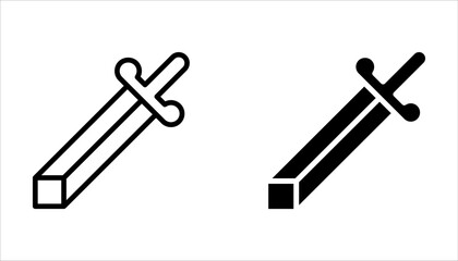 sword icon set, isolated sign symbol on white background