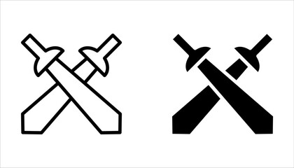 sword icon set, isolated sign symbol on white background