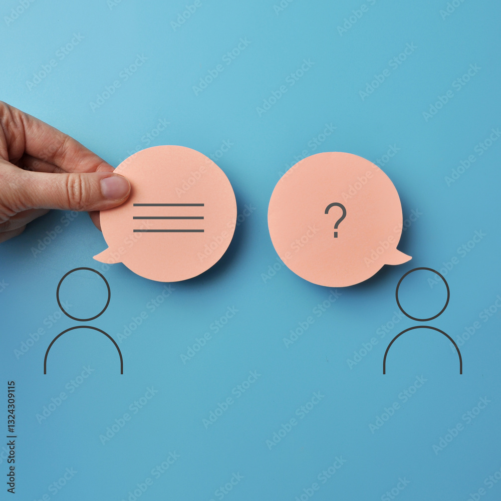 Fototapete a dialogue between two people. questions and answers in the conversation