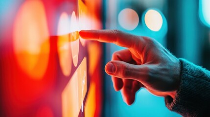 Immersive Digital Interaction Vibrant Touchscreen Experience Showcasing Next-Gen User Engagement with AI-Enhanced Interactive Technology in Cinematic Color Palette