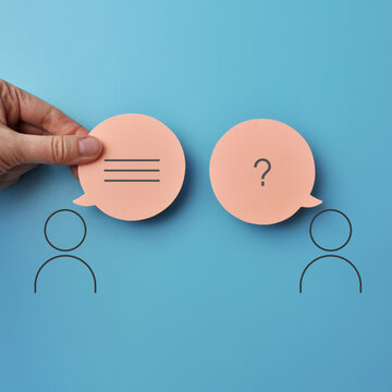 A dialogue between two people. Questions and answers in the conversation