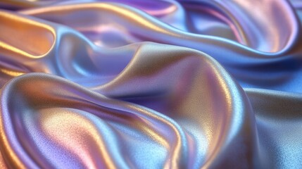 Obraz premium Pastel Gradient Holographic Texture with Smooth and Shiny Fabric Flowing Elegantly