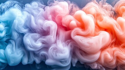 Fototapeta premium Pastel Ink Drops Flowing In Water Creating A Dreamy Abstract Texture