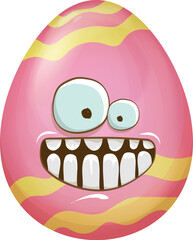 Easter Egg Fun: Cartoon Character with Googly Eyes and Big Smile, Perfect for Holiday Greetings and Festive Spring Celebrations
