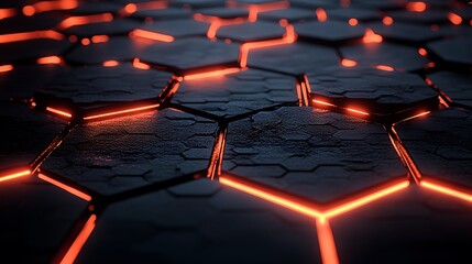 Obraz premium Abstract glowing hexagon pattern background. Possible use Graphic design element