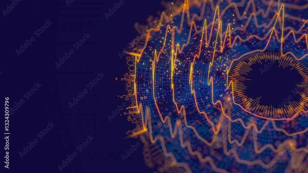 Poster round big data information processing. complex data analysis. cyber space of ai technology learning.