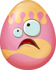 Whimsical Easter Egg: Cartoon Face with Exaggerated Features, Ideal for Creative Spring Designs and Playful Holiday Graphics