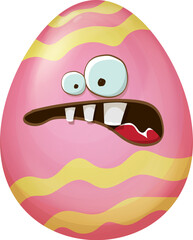 Trendy Easter Egg: Modern Cartoon Character with Bold Lines and Vibrant Colors, Ideal for Digital Spring Content and Social Media Graphics